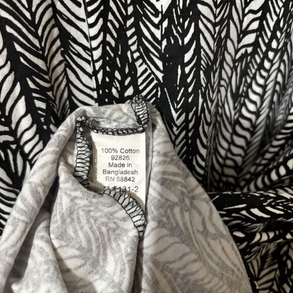 Catherines Easy Fit Tees Womens 6X 38W Black White Print Boho Cotton Blouse - Picture 7 of 8